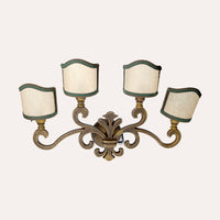 Applique In Ottone A Quattro Luci, Elegante Illuminazione Con Ventoline Verdi