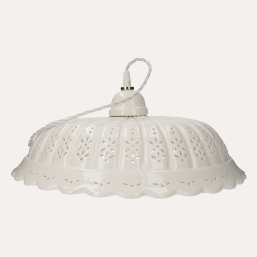 Lampadario a Sospensione in Ceramica Bianca d. 42 cm - Made in Italy