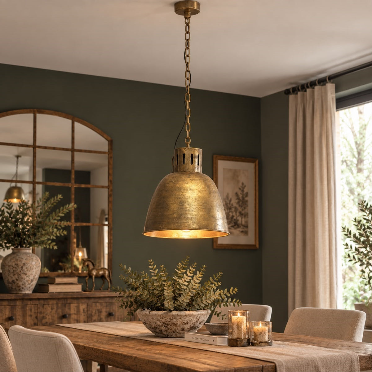 Lampadario a Sospensione Dorato in Metallo H. 150 × Ø 40 cm