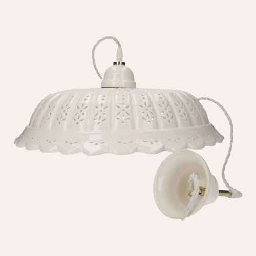 Lampadario a Sospensione in Ceramica Bianca d. 42 cm - Made in Italy