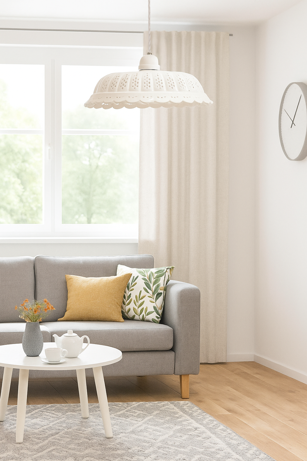 Lampadario a Sospensione in Ceramica Bianca Traforata  - Made In Italy