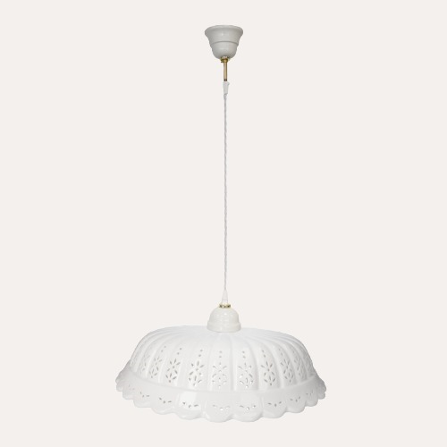 Lampadario a Sospensione in Ceramica Bianca d. 42 cm - Made in Italy