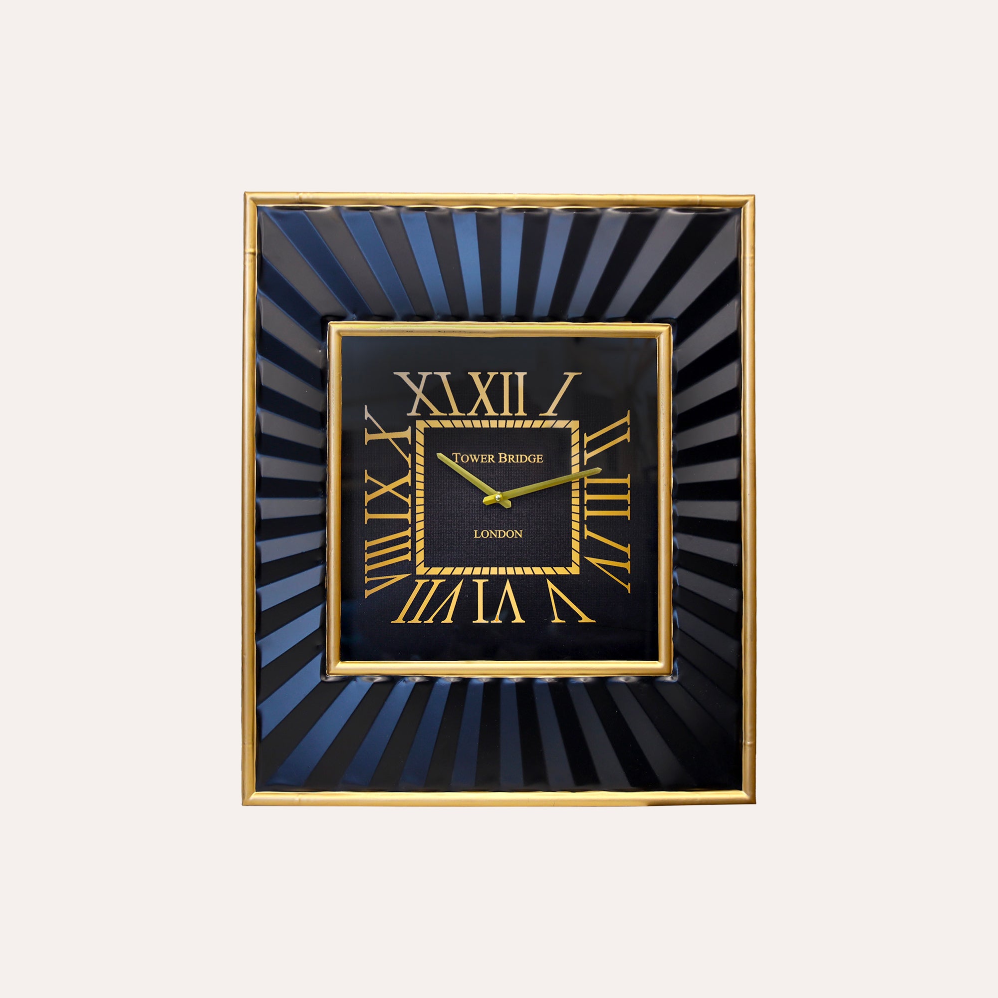 Square Metal Wall Clock with Roman Numerals 