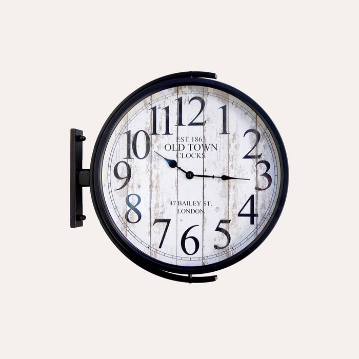 Orologio Rotondo in Ferro Nero con Vetro Elegante