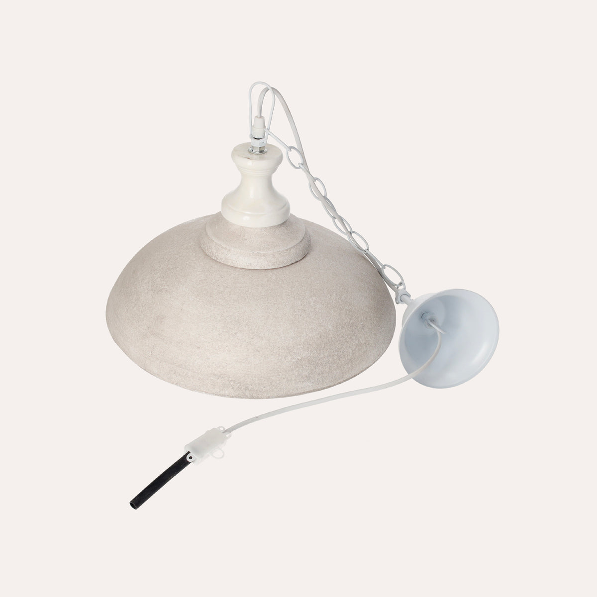 Lampadario a Sospensione in Legno Vintage Tortora e Bianco - 37 cm