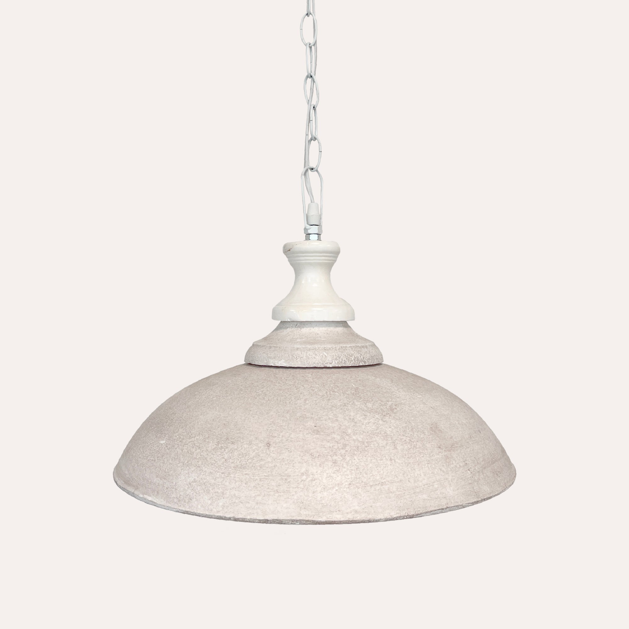 Lampadario a Sospensione in Legno Vintage Tortora e Bianco Ø 37 cm