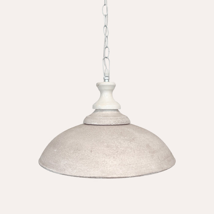 Lampadario a Sospensione in Legno Vintage Tortora e Bianco - 37 cm