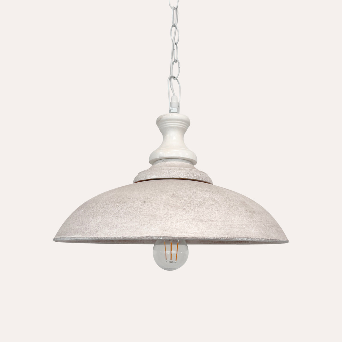 Lampadario a Sospensione in Legno Vintage Tortora e Bianco - 37 cm