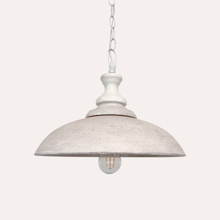 Lampadario a Sospensione in Legno Vintage Tortora e Bianco - 37 cm