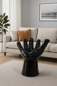 Poltrona a Forma di Mano in Resina Nera Lucida