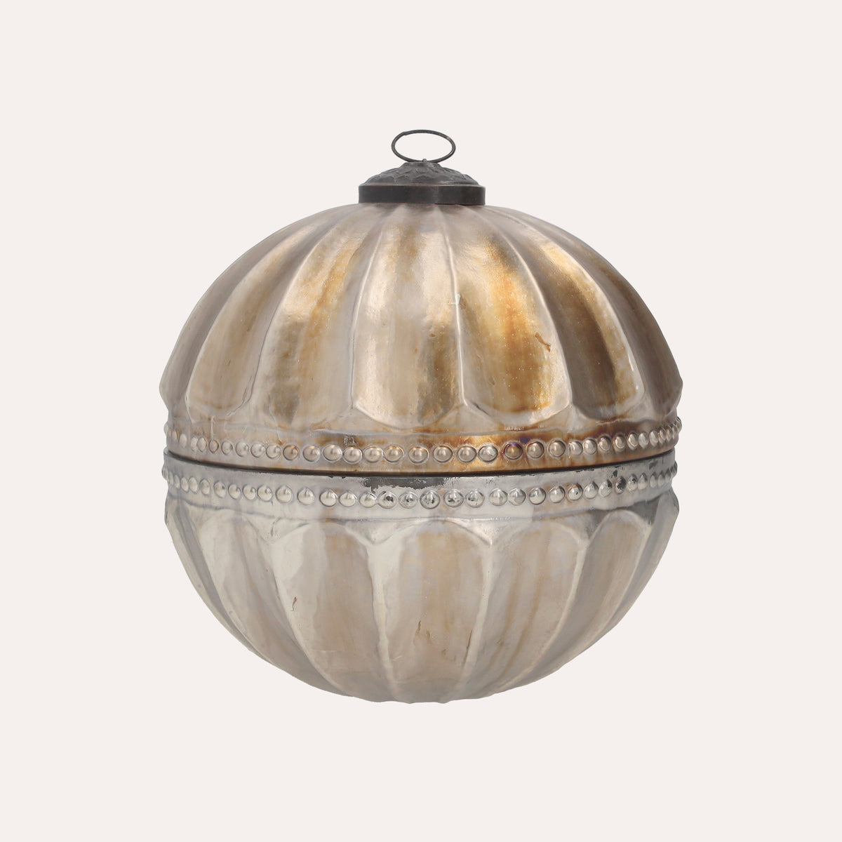 Candela Palla Argento Antik in Vetro 18x18 cm con Scatola – Decorazione di arredo