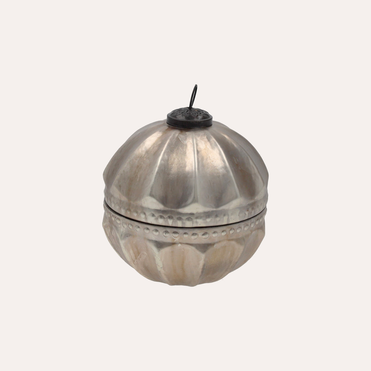 Candela Palla Argento Antik in Vetro 13x13 cm con Scatola – Decorazione di arredo