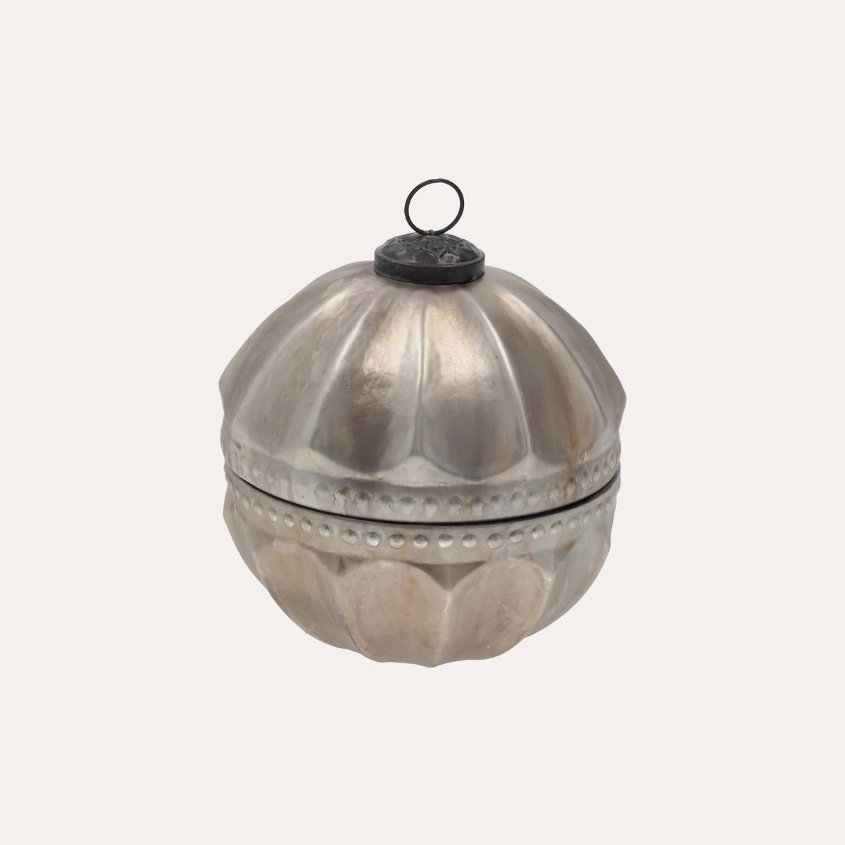 Candela Palla Argento Antik in Vetro 13x13 cm con Scatola – Decorazione di arredo