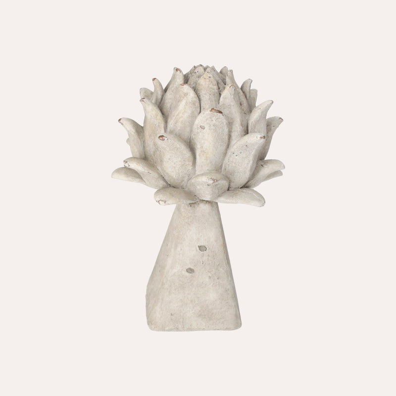 Bocciolo Decorativo in Resina Grigia Decapata Shabby Chic