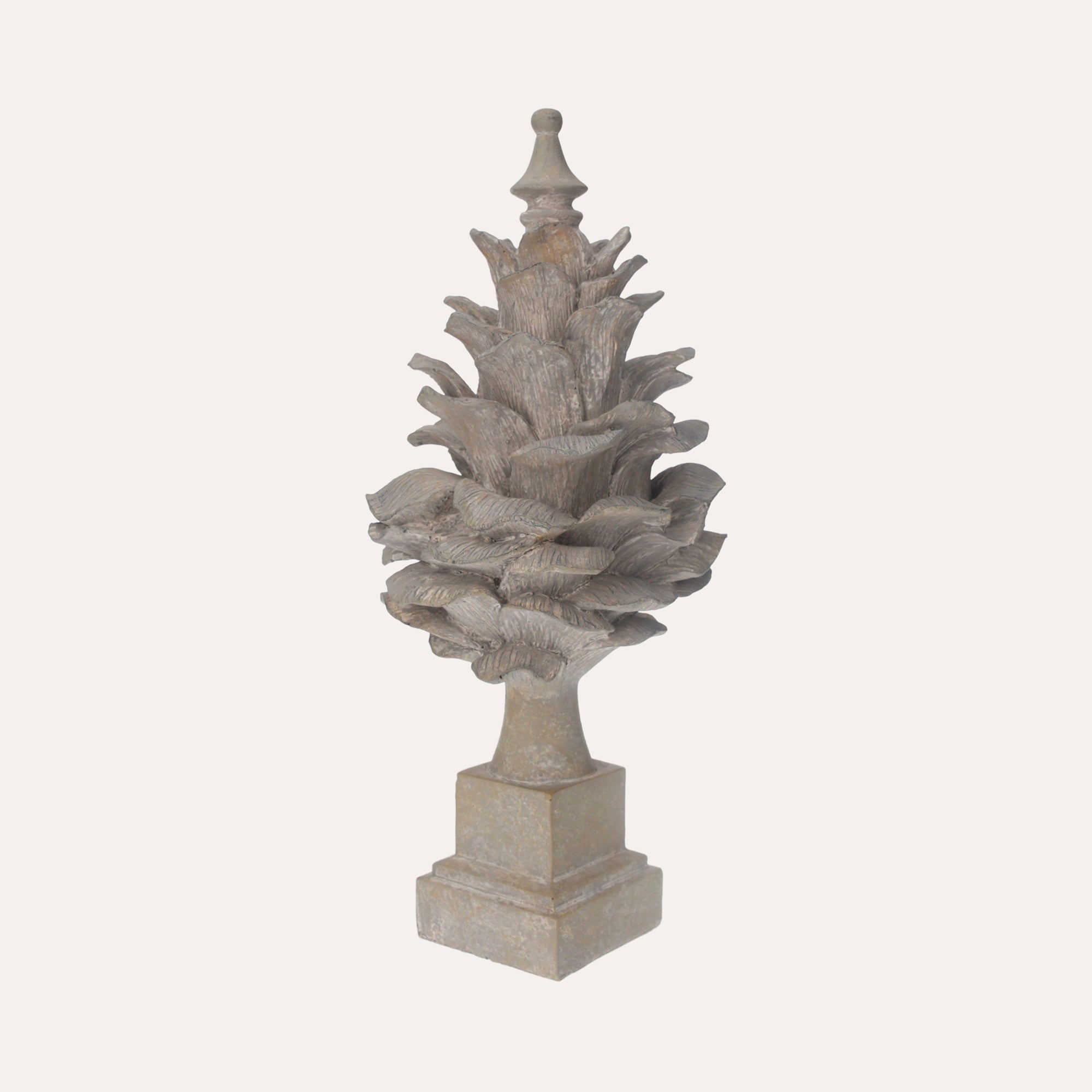 Decorative Pine Cone in Grey Resin with Pedestal