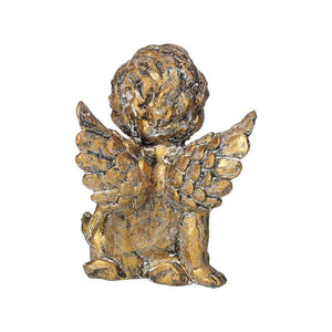 Angelo Decorativo Seduto in Resina Tinta Oro