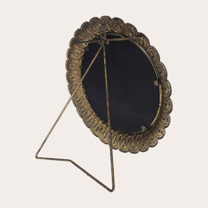 Specchio Arrotondato con Cornice in Ottone a Petali