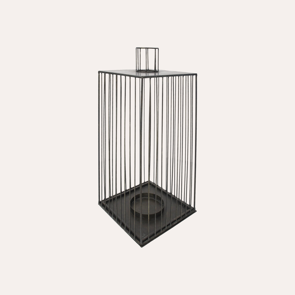 Lanterna Decorativa in Ferro Nero a Gabbia – Per Interni ed Esterni