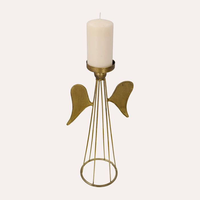 Portacandele in Metallo Oro a Forma di Angelo – Decorazione Elegante