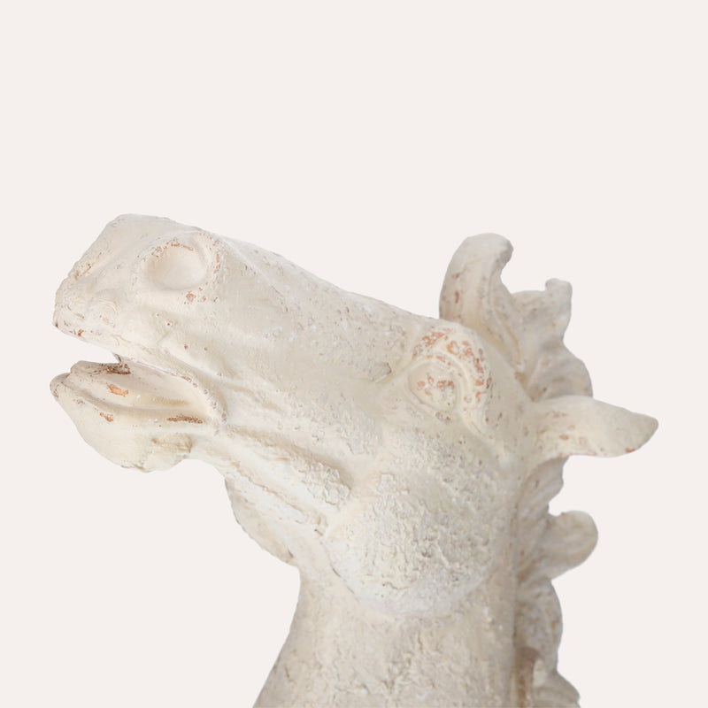 Scultura Testa di Cavallo in Resina Bianca – 53x40x15 cm