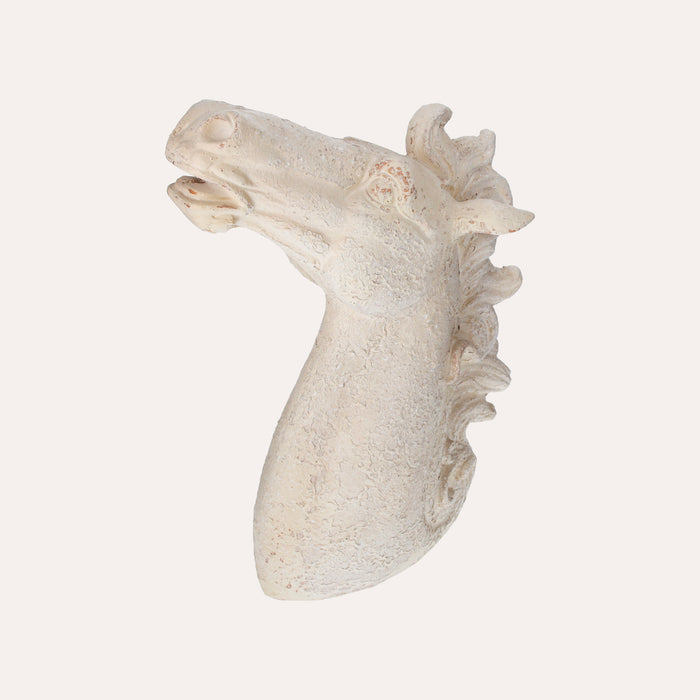 Scultura Testa di Cavallo in Resina Bianca – 53x40x15 cm