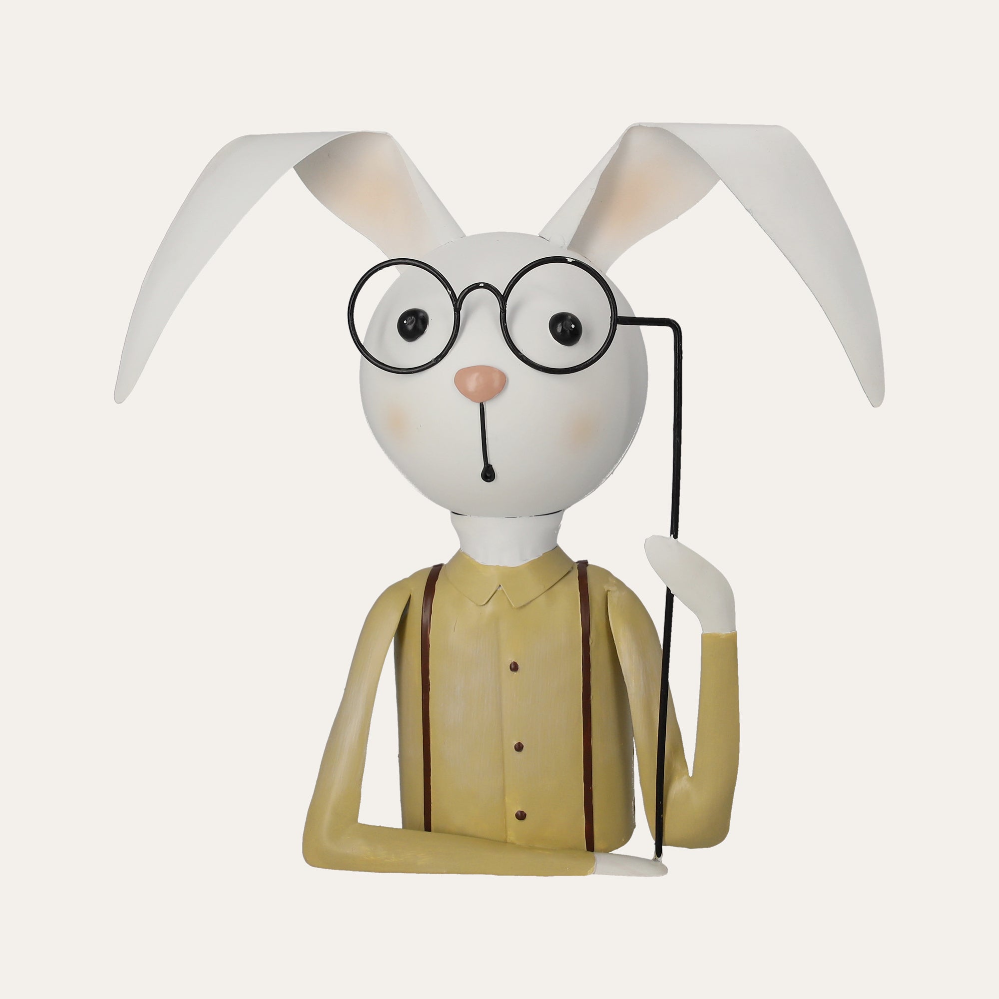 Tin Rabbit with Beige Glasses