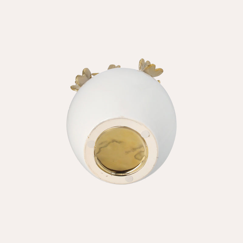 Vaso in Ceramica Bianco con Farfalle Dorate – H 34 x D 24 cm