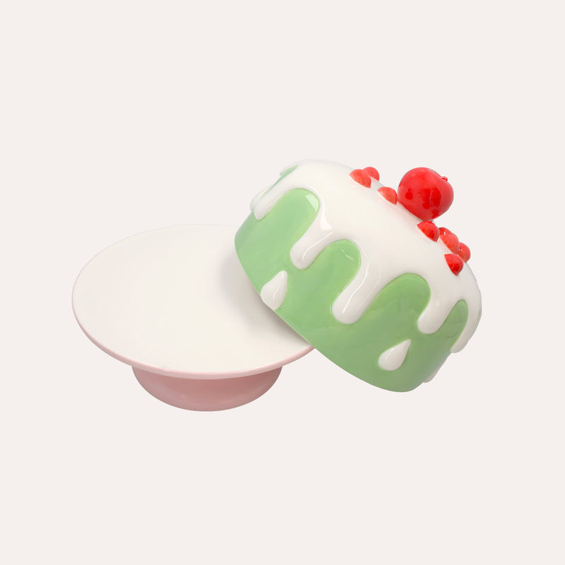 Alzata in Ceramica con Coperchio – Porta Torte Decorativo Ø30 cm