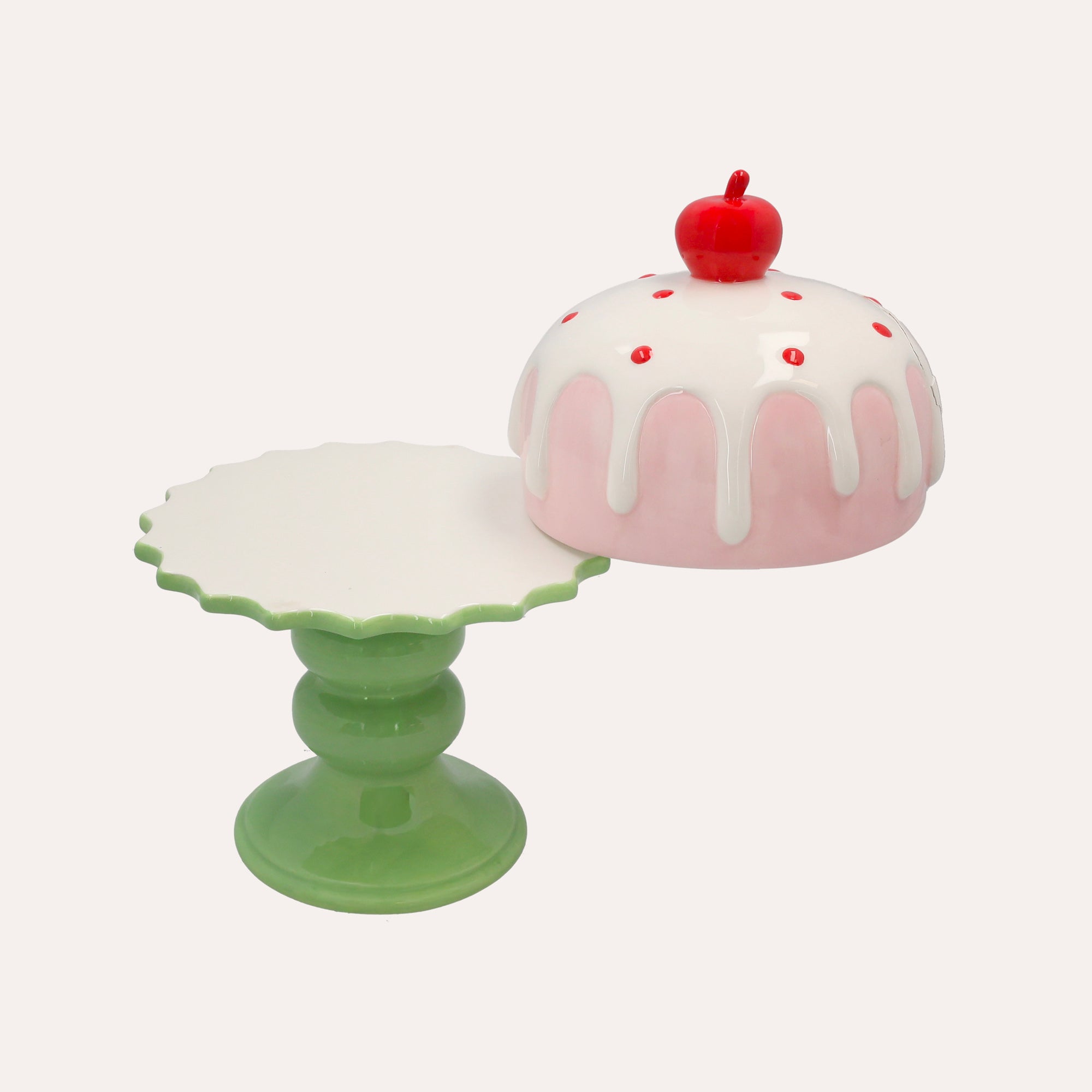 Ceramic Cake Stand with Lid – Decorative Cake Holder (23x17)