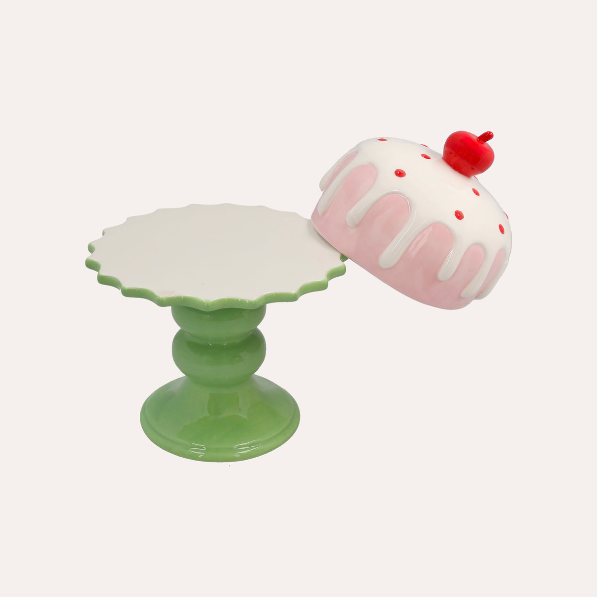 Alzata in Ceramica con Coperchio – Porta Torte decorativo (23x17)