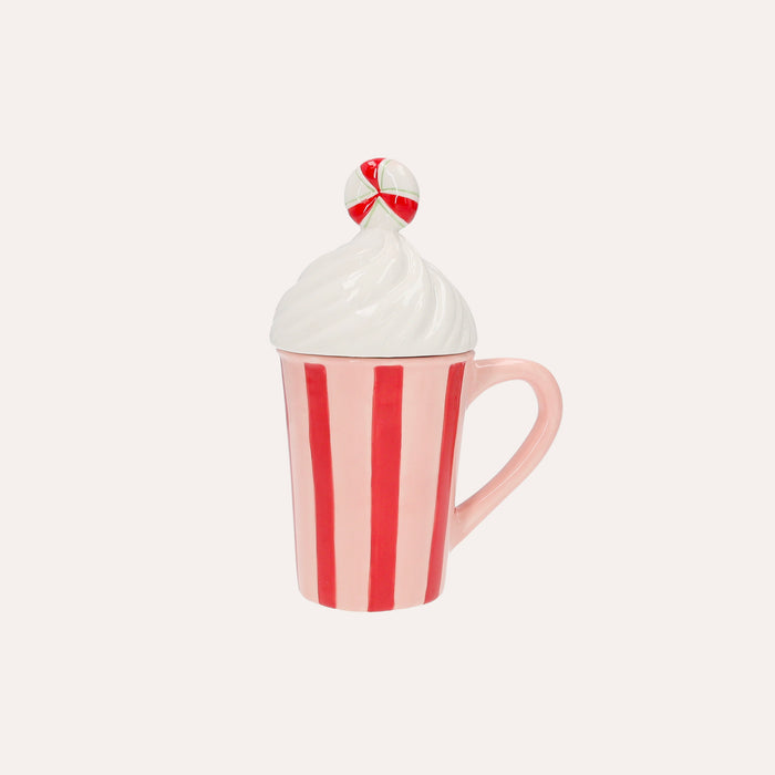 Set 2 Tazze Decorative in Ceramica con Coperchio – D.15x21 / D.15x17 cm