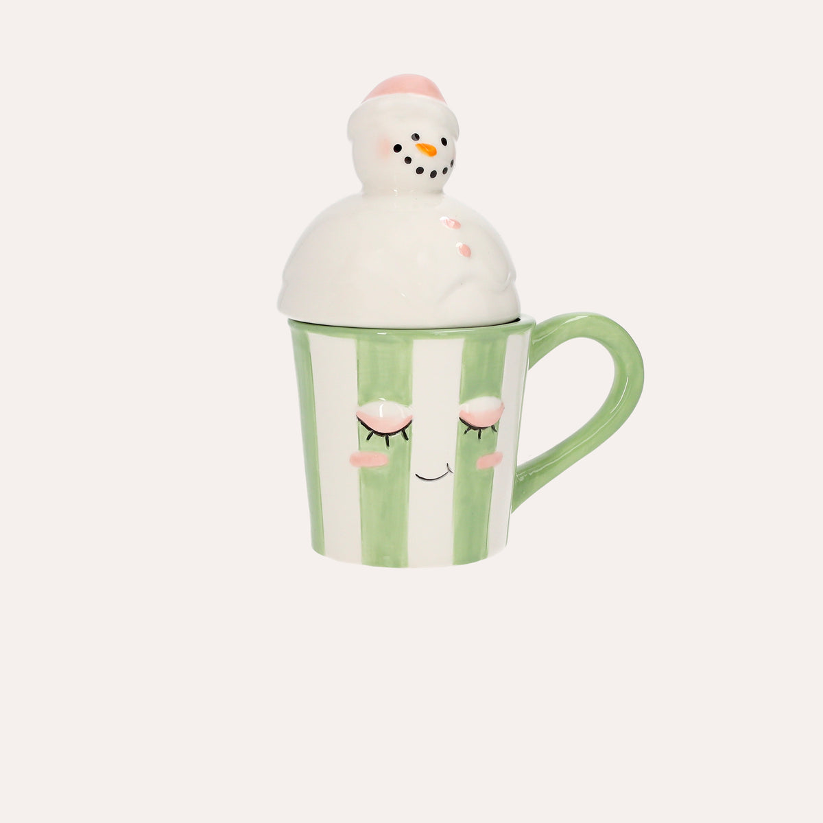 Set 2 Tazze Decorative in Ceramica con Coperchio – D.15x21 / D.15x17 cm