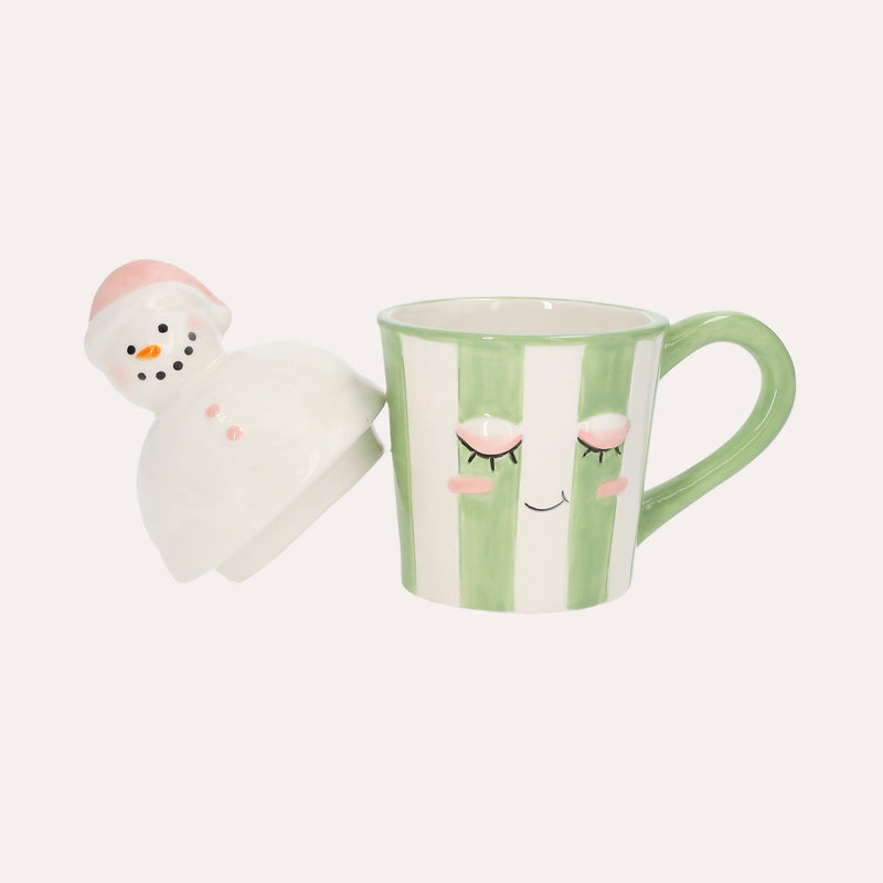 Set 2 Tazze Decorative in Ceramica con Coperchio – D.15x21 / D.15x17 cm