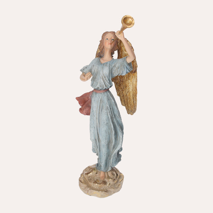 Angioletto Decorativo con Ali Dorate e Veste Azzurra