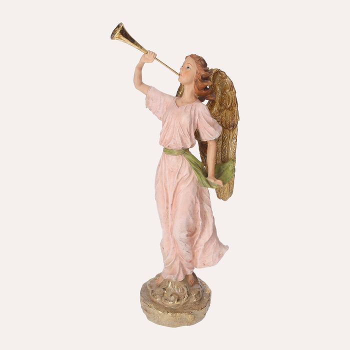 Angioletto Decorativo con Ali Dorate e Veste Rosa