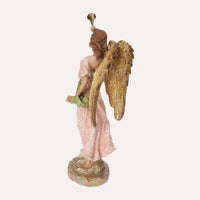 Angioletto Decorativo con Ali Dorate e Veste Rosa