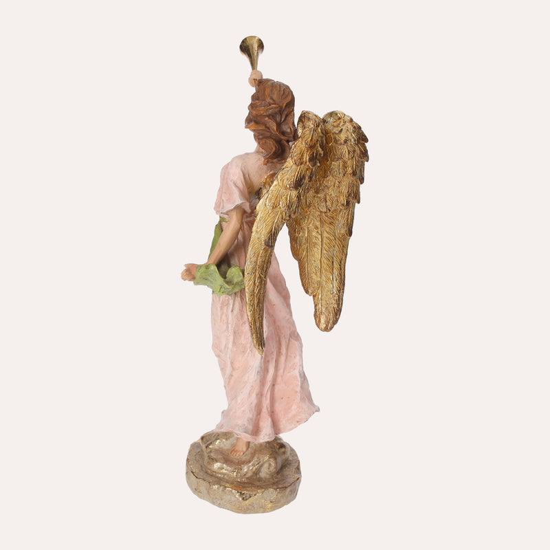 Angioletto Decorativo con Ali Dorate e Veste Rosa