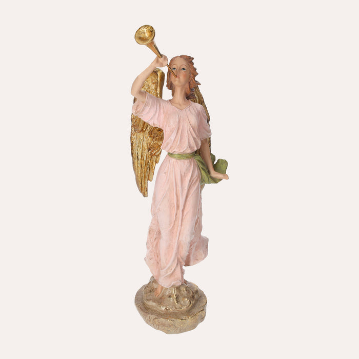 Angioletto Decorativo con Ali Dorate e Veste Rosa