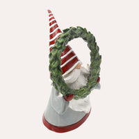 Gnomo Decorativo Natalizio in Resina con Cappello Rosso a Strisce