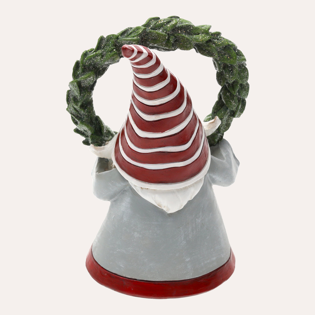 Gnomo Decorativo Natalizio in Resina con Cappello Rosso a Strisce