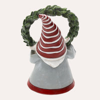 Gnomo Decorativo Natalizio in Resina con Cappello Rosso a Strisce