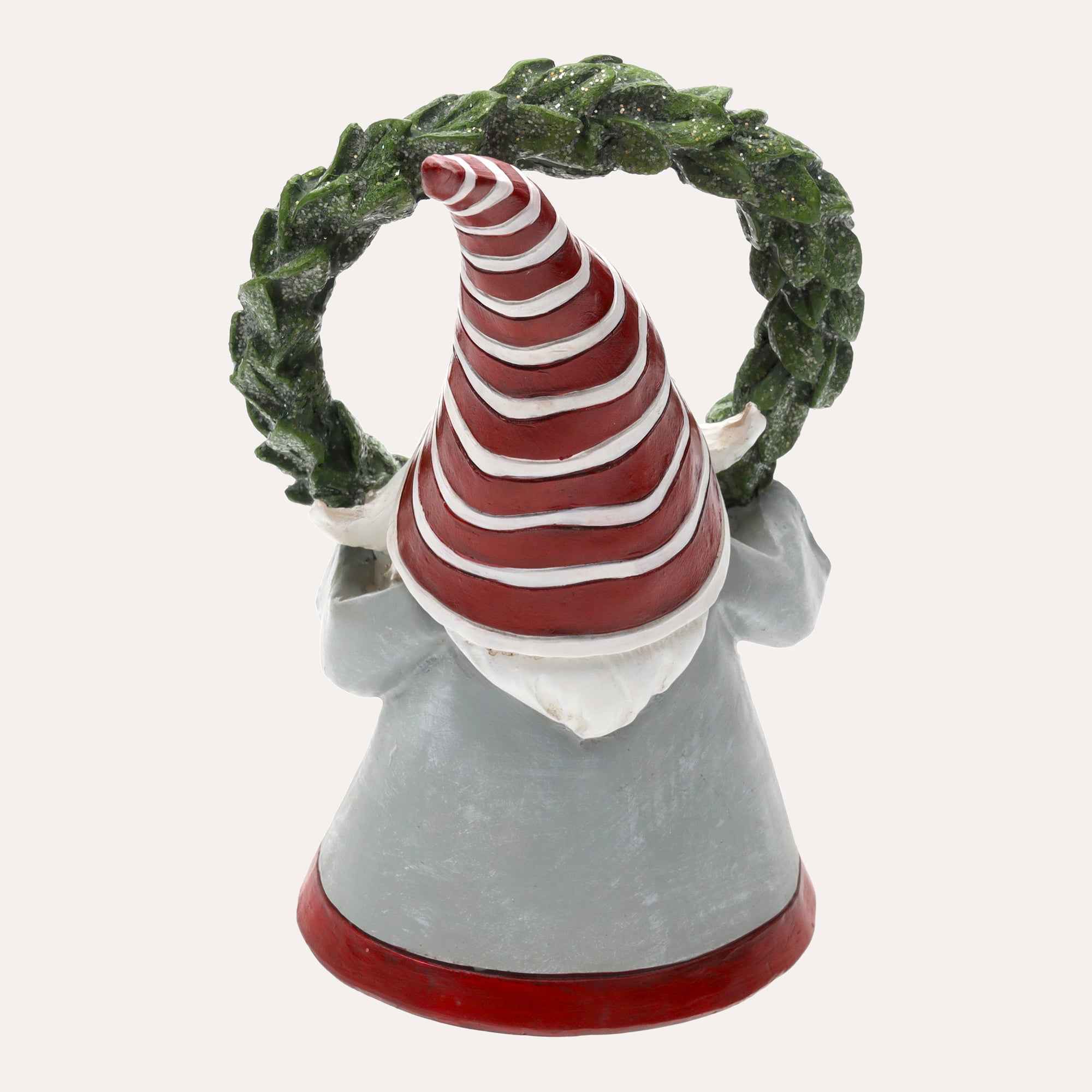 Gnomo Decorativo Natalizio in Resina con Cappello Rosso a Strisce
