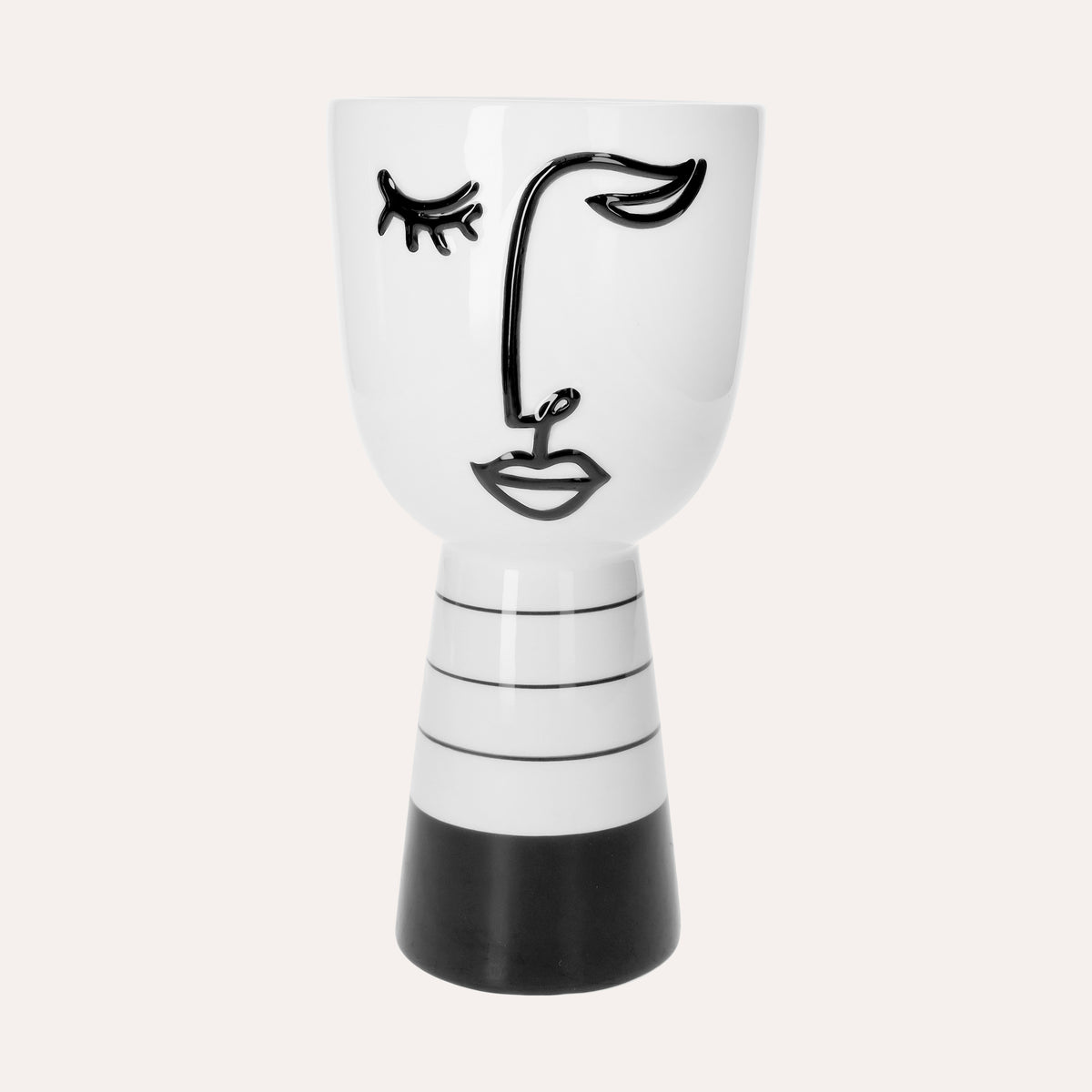 Vaso in Ceramica a Forma di Testa Astratta Bianca h. 25 cm