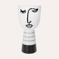 Vaso in Ceramica a Forma di Testa Astratta Bianca h. 25 cm