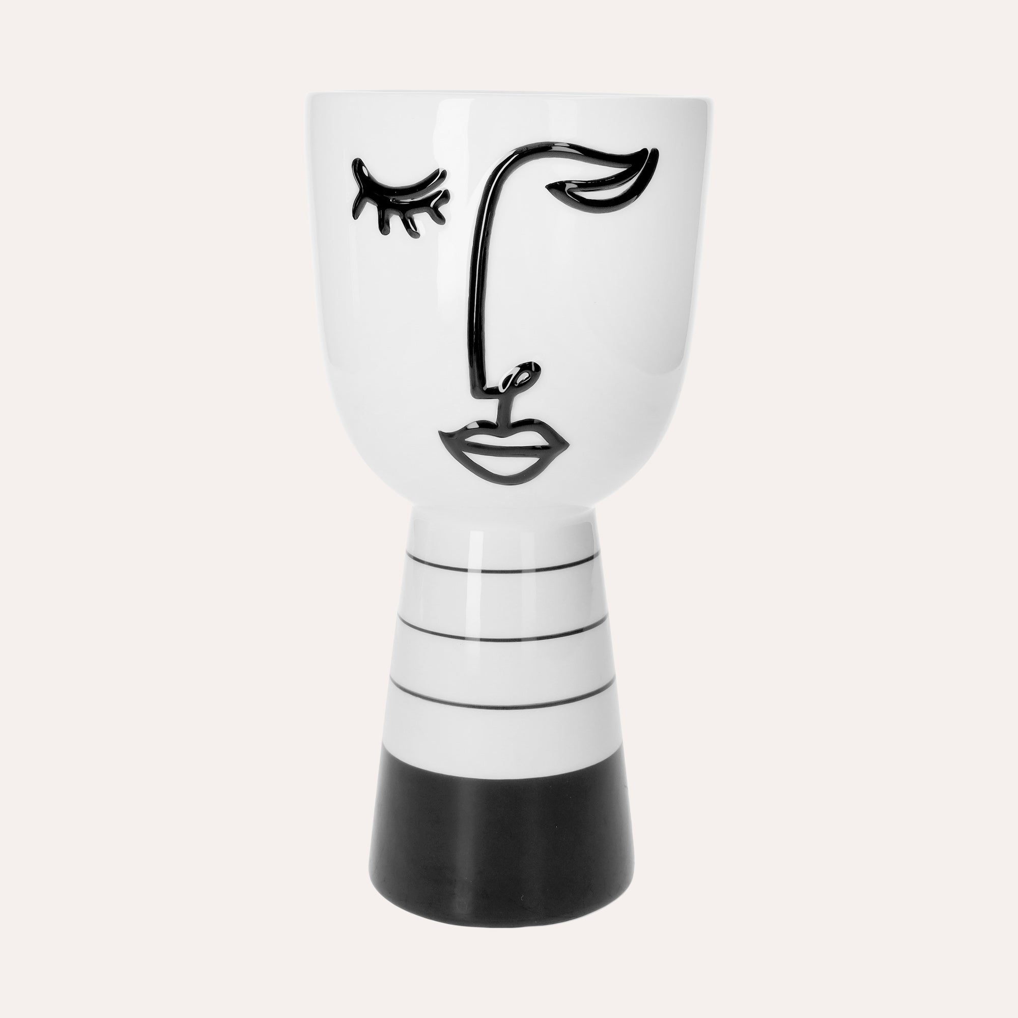 Vaso in Ceramica a Forma di Testa Astratta Bianca h. 25 cm