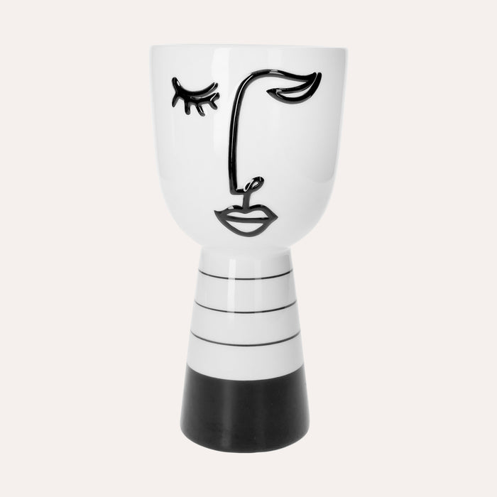 Vaso in Ceramica a Forma di Testa Astratta Bianca h. 25 cm