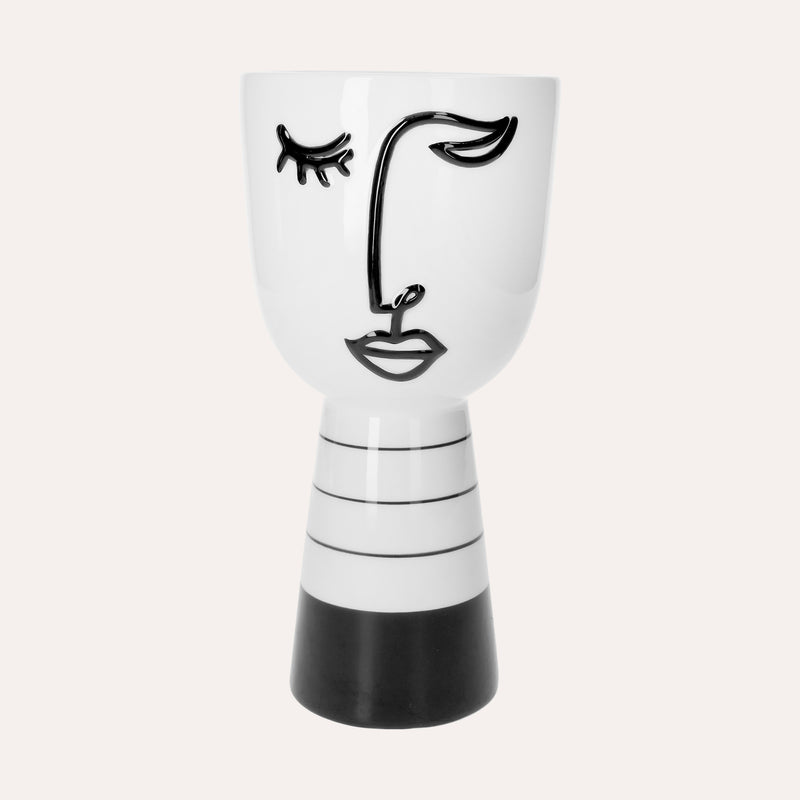 Vaso in Ceramica a Forma di Testa Astratta Bianca h. 25 cm