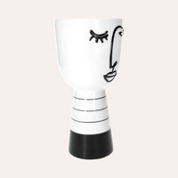 Vaso in Ceramica a Forma di Testa Astratta Bianca h. 25 cm
