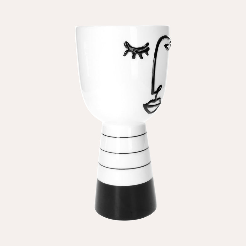 Vaso in Ceramica a Forma di Testa Astratta Bianca h. 25 cm
