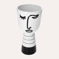 Vaso in Ceramica a Forma di Testa Astratta Bianca h. 25 cm